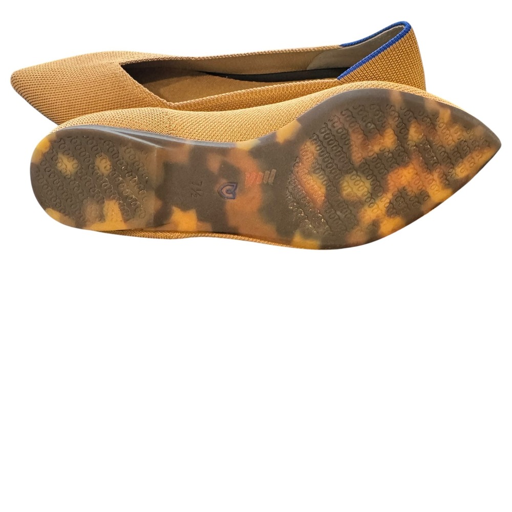 Rothys The Point Sesame Tan Knit Pointed Toe Flats Tortoise Shell Sole 7.5 - Picture 3 of 5